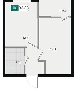 1-к квартира, вторичка, 36м2, 5/18 этаж