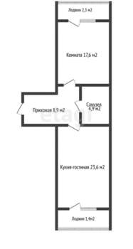 1-к квартира, вторичка, 54м2, 6/17 этаж