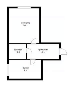 1-к квартира, вторичка, 41м2, 6/6 этаж