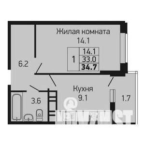 1-к квартира, вторичка, 35м2, 11/24 этаж