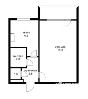 1-к квартира, вторичка, 33м2, 7/12 этаж