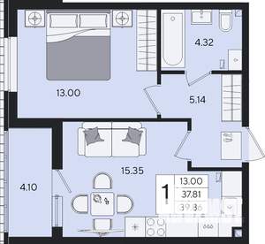 1-к квартира, вторичка, 40м2, 2/8 этаж