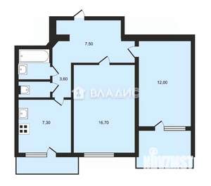2-к квартира, вторичка, 51м2, 1/10 этаж