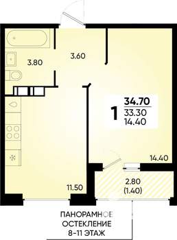 1-к квартира, вторичка, 35м2, 4/18 этаж