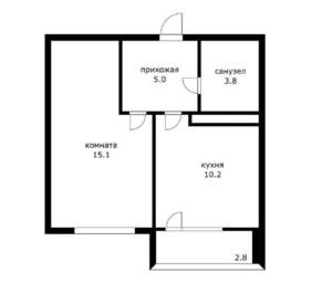 1-к квартира, вторичка, 34м2, 6/17 этаж