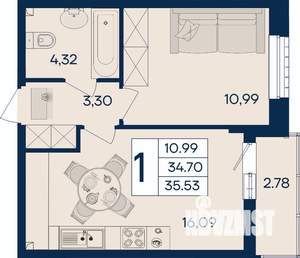 1-к квартира, вторичка, 36м2, 2/18 этаж