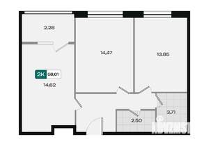 2-к квартира, вторичка, 59м2, 10/18 этаж