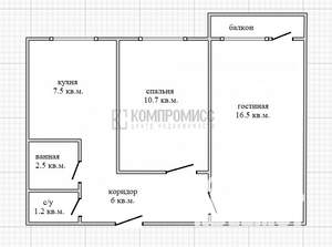 2-к квартира, вторичка, 45м2, 3/9 этаж