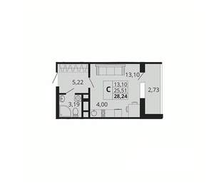 Студия квартира, вторичка, 28м2, 15/18 этаж