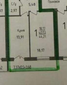 1-к квартира, вторичка, 41м2, 11/17 этаж