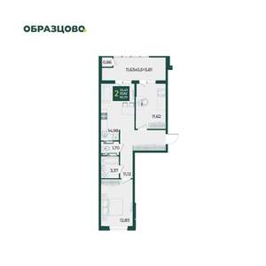 2-к квартира, вторичка, 62м2, 12/18 этаж