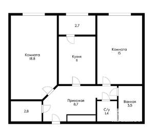 2-к квартира, вторичка, 61м2, 8/26 этаж