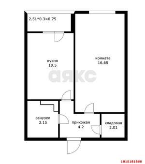 1-к квартира, вторичка, 39м2, 4/4 этаж