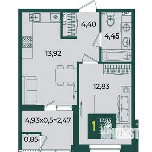 1-к квартира, вторичка, 39м2, 2/18 этаж