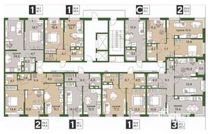 1-к квартира, строящийся дом, 44м2, 14/19 этаж
