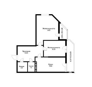 2-к квартира, вторичка, 57м2, 23/26 этаж