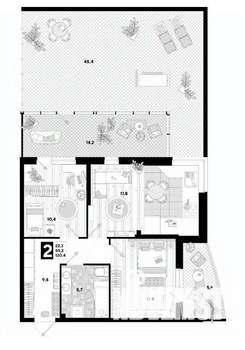 2-к квартира, вторичка, 55м2, 2/16 этаж