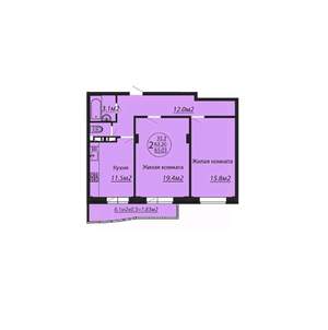 2-к квартира, вторичка, 65м2, 6/6 этаж