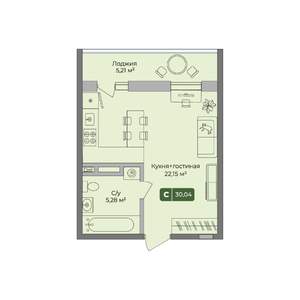 Студия квартира, вторичка, 30м2, 1/10 этаж