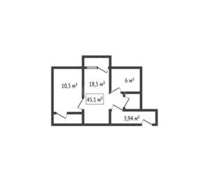 2-к квартира, вторичка, 45м2, 2/5 этаж