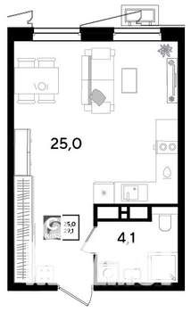 Студия квартира, строящийся дом, 29м2, 18/18 этаж
