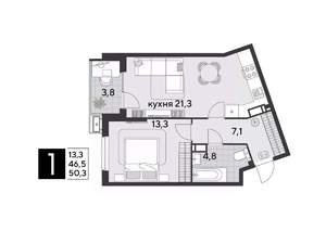 1-к квартира, вторичка, 50м2, 11/18 этаж