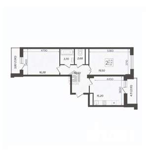 2-к квартира, вторичка, 67м2, 3/16 этаж