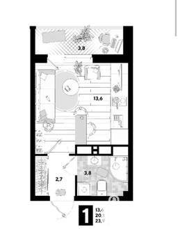Студия квартира, вторичка, 24м2, 7/16 этаж