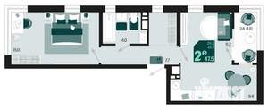 2-к квартира, вторичка, 48м2, 16/18 этаж