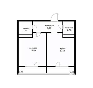 1-к квартира, вторичка, 50м2, 1/16 этаж