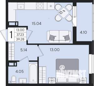 1-к квартира, вторичка, 39м2, 8/8 этаж
