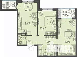 2-к квартира, вторичка, 64м2, 9/9 этаж
