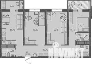 3-к квартира, вторичка, 78м2, 12/16 этаж