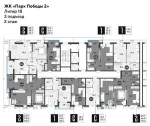 1-к квартира, строящийся дом, 41м2, 2/9 этаж