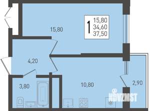 1-к квартира, вторичка, 38м2, 3/24 этаж