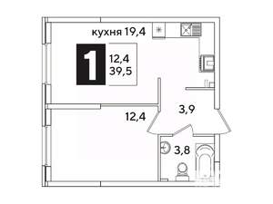 1-к квартира, вторичка, 40м2, 2/16 этаж