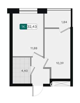 1-к квартира, вторичка, 32м2, 6/18 этаж