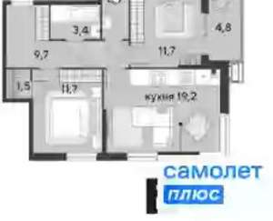 2-к квартира, вторичка, 65м2, 6/9 этаж