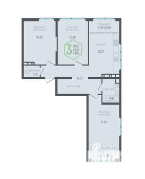 3-к квартира, вторичка, 90м2, 8/24 этаж